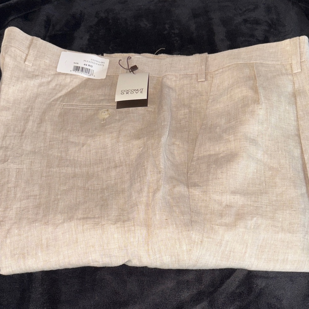 Linen Blend Dress Pants - Cream